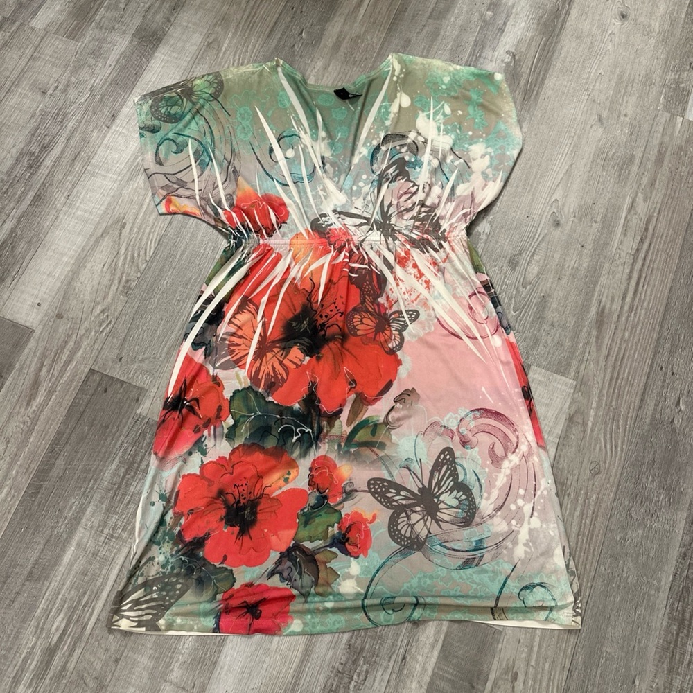 Ing floral green and pink  Patterned dress